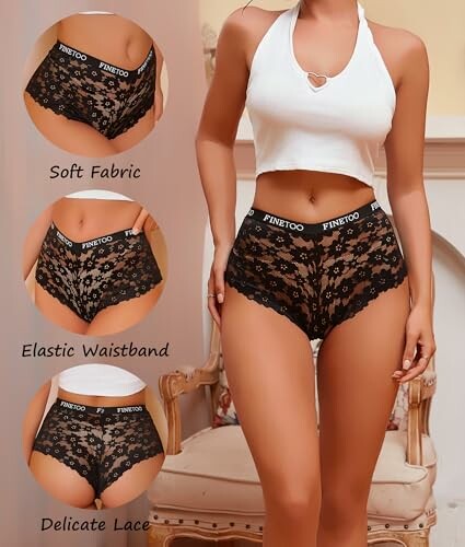 Calzoncillos Tipo Bóxer de Encaje para Mujer