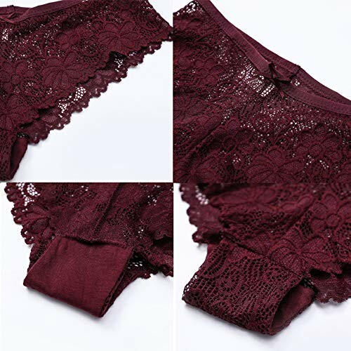 Ropa interior de encaje burdeos para mujer.