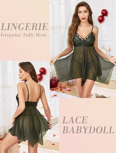 Vlazom Conjunto de Lencería Camisón de Encaje Sexy