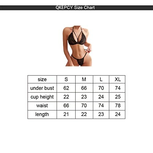 Tabla de tallas de lencería con medidas de busto, cintura y largo.